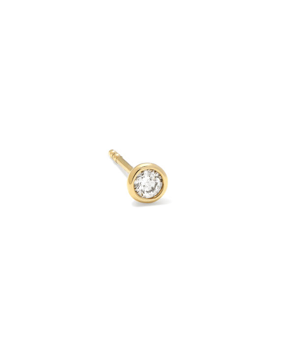 Audrey 14k Yellow Gold Medium Single Stud Earring in White Diamond