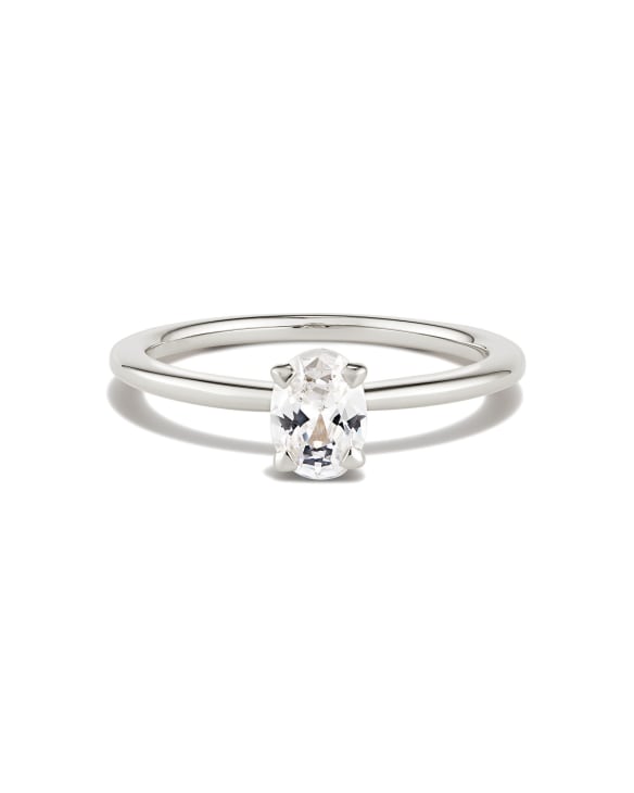 Oval Solitaire Engagement Ring in 14k White Gold