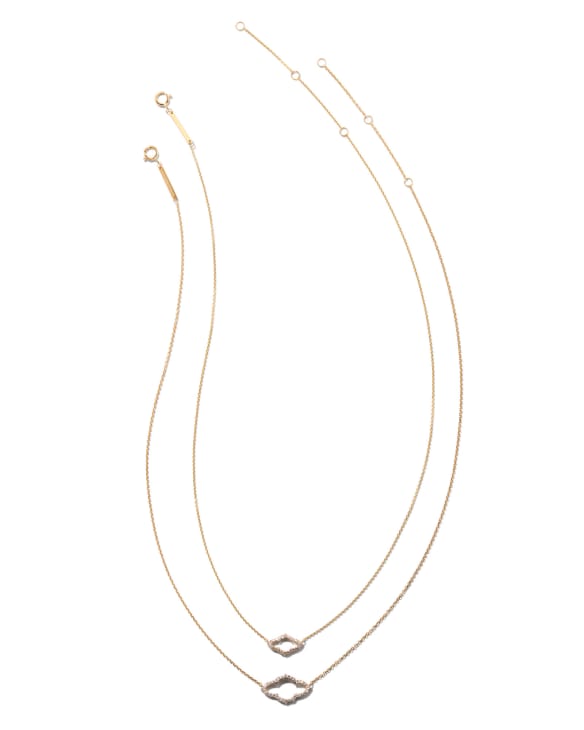 Small Abbie 14k Yellow Gold Pendant Necklace in White Diamond