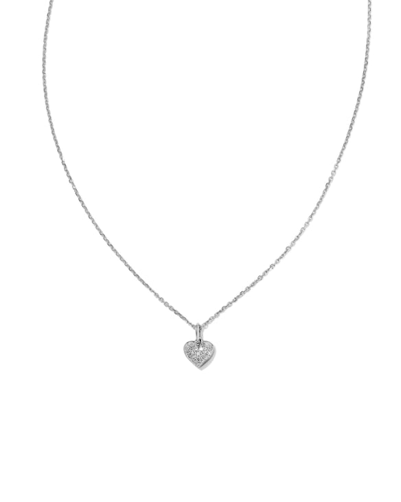 Madeline 14k White Gold Small Pendant Necklace in White Diamond