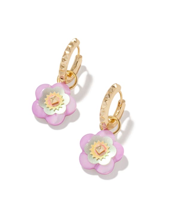 Deliah Convertible Gold Huggie Earrings in Pastel Mix