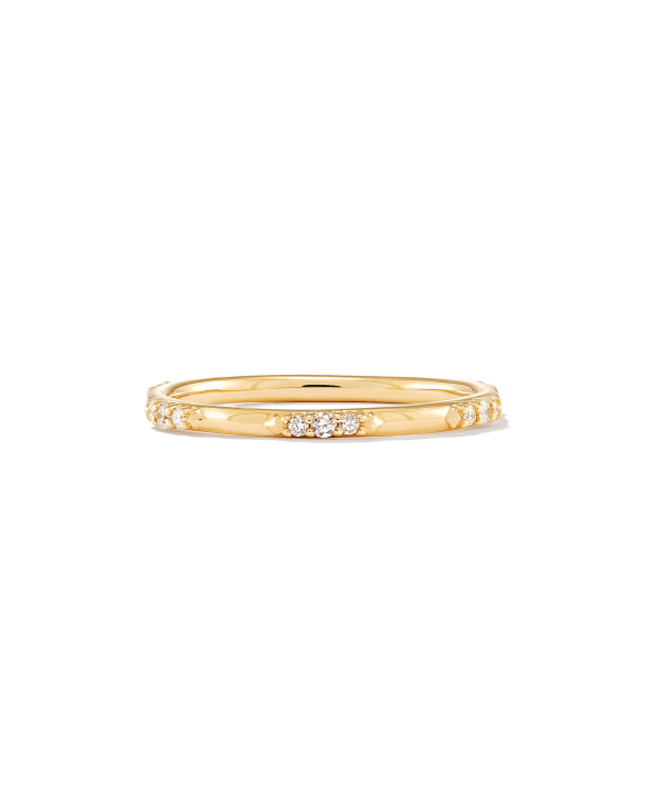 Posey 14k Yellow Gold Band Ring in White Diamonds