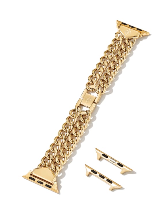 Whitley Double Chain Watch Band in Gold Tone Stainless Steel