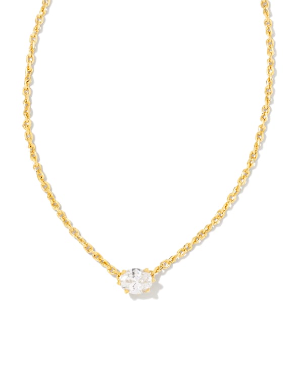 Cailin Gold Pendant Necklace in White Crystal