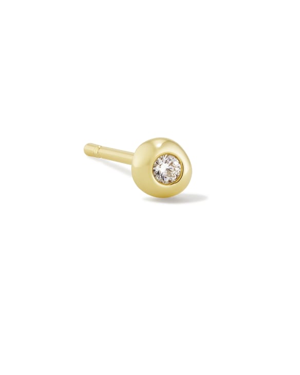 Addison Gold Single Stud Earring in White Crystal