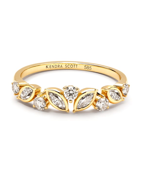 Becca 14k Yellow Gold Band Ring in White Diamond