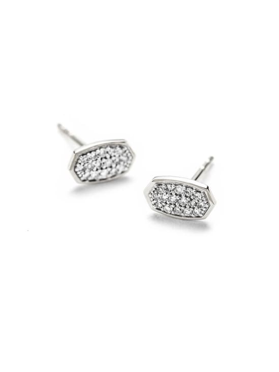 Marisa Stud Earrings in White Diamond and 14k White Gold