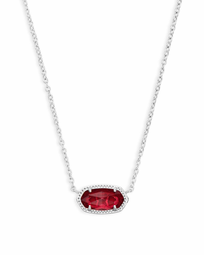 Elisa Silver Pendant Necklace in Berry Glass