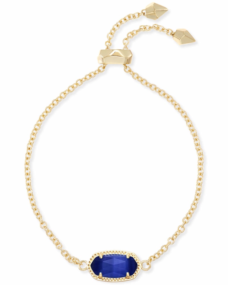 Elaina Gold Adjustable Chain Bracelet in Cobalt Cat’s Eye
