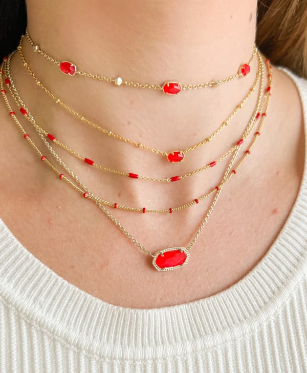 Layering of Best selling color bar necklaces on women's neck