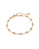 Haven Gold Crystal Heart Delicate Chain Bracelet in Pink Crystal image number 0.0