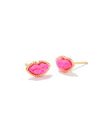 Lips Gold Stud Earrings in Bright Pink Kyocera Opal image number 0.0