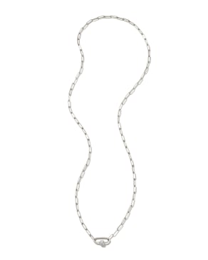 Stella 14k White Gold Paperclip Pendant Necklace in White Diamond