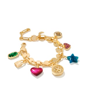 Frankie Gold Crystal Charm Bracelet in Multi Mix