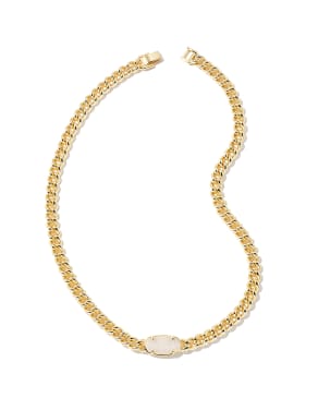 Elisa Gold Chain Necklace in Iridescent Drusy