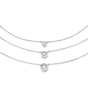 Audrey 14k White Gold Pendant Necklace in White Diamond