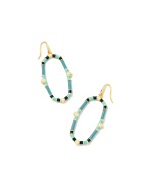 Essie Gold Open Frame Earrings in Sea Green Mix