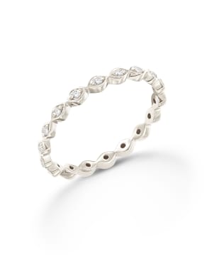 Nicolette 14k White Gold Band Ring in White Diamond
