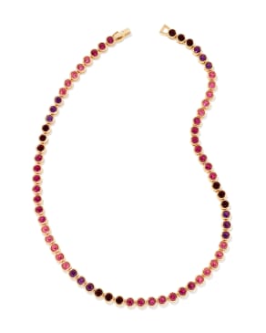 Carmen Gold Tennis Necklace in Ruby Mix