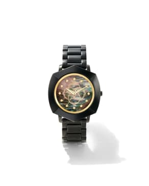 Dira Black Stainless Steel 38mm Diamond Dial Watch in Black Mother-of-Pearl 