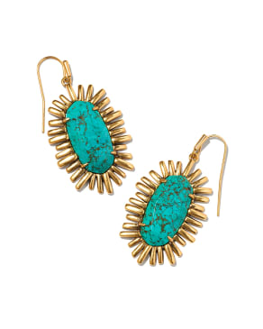 Mariah Vintage Gold Drop Earrings in Variegated Turquoise Magnesite
