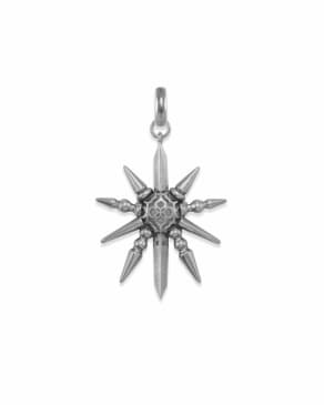 Sunburst with Pearl Charm in Vintage Silver