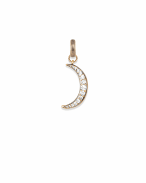 Small Crescent Moon Charm in Vintage Gold