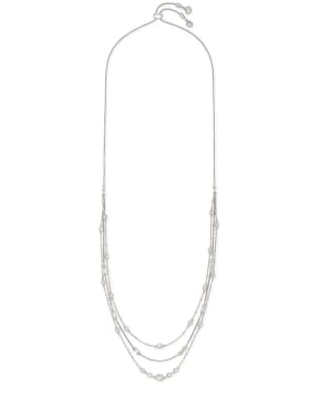 Rina Silver Multi Strand Necklace in Lustre Glass