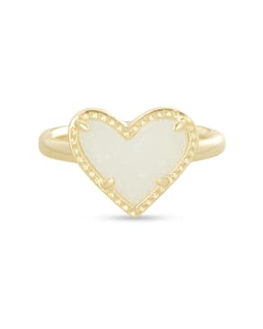 Ari Heart Gold Band Ring in Iridescent Drusy