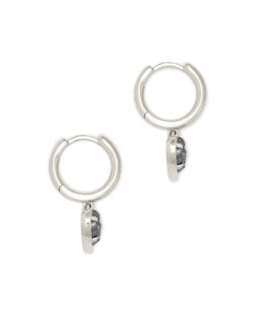 Ari Heart Silver Huggie Earrings in Platinum Drusy
