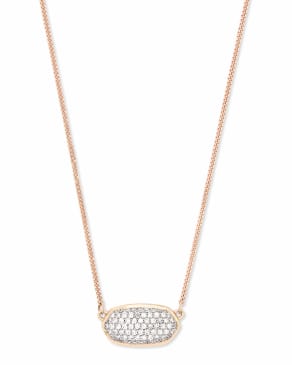 Elisa Pendant Necklace in Pave Diamond and 14k Rose Gold