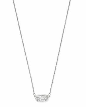 Lisa Pendant Necklace in Pave Diamond and 14k White Gold