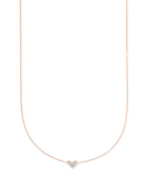Heart 14k Rose Gold Pendant Necklace in White Diamonds
