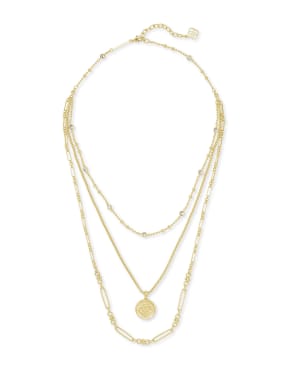 Medallion Coin Multi Strand Necklace in Gold