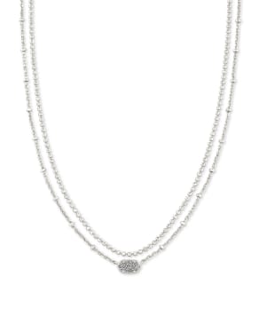 Emilie Silver Multi Strand Necklace in Platinum Drusy