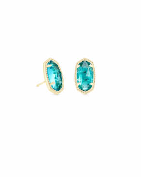 Ellie Gold Stud Earrings in London Blue