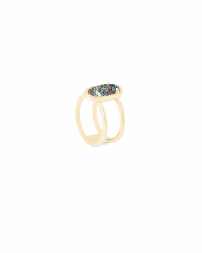 Elyse Gold Ring in Multicolor Drusy