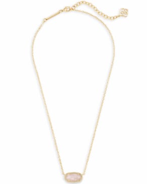 Elisa Gold Pendant Necklace in Rose Quartz