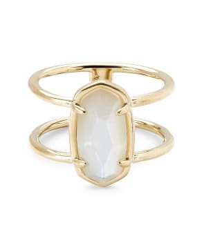 Elyse 18k Gold Vermeil Double Band Ring in Ivory Mother-of-Pearl 