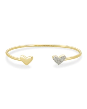 Ari Heart 18k Gold Vermeil Cuff Bracelet in White Diamond