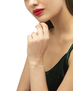 Ari Heart 18k Gold Vermeil Cuff Bracelet in White Diamond
