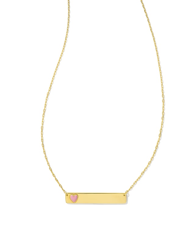 Allison 18k Gold Vermeil Enamel Heart Pendant Necklace in Pink image number 1.0