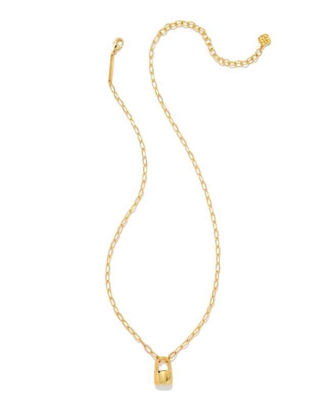 Jess Small Lock Chain Necklace in Gold image number 1