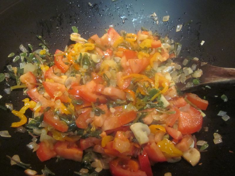 Adding the tomatoes