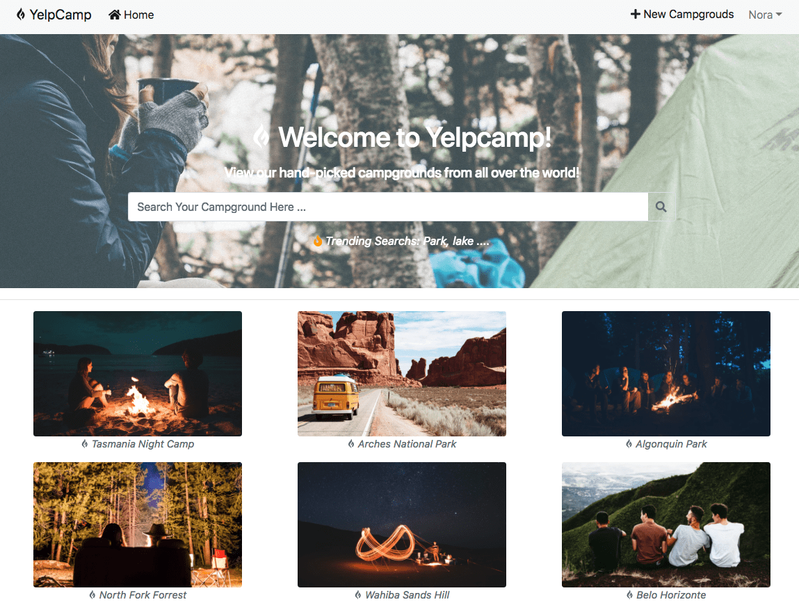 Show Case Page Campgrounds Index