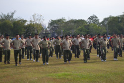 KOREM 102/PJG BESERTA JAJARNYA MENGIKUTI SENAM BERSAMA DI LAPANGAN KANTOR GUB. KALTENG
