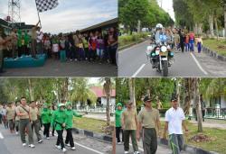 KOREM 102/PJG DAN JAJARANYA MELAKSANAKAN GERAK JALAN SEHAT DAN BELA NEGARA, DALAM RANGKA HUT KE-43 KOREM 102/PJG BERSINERGI DENGAN KAKORDA KEMENHAN RI WILAYAH KALIMANTAN TENGAH