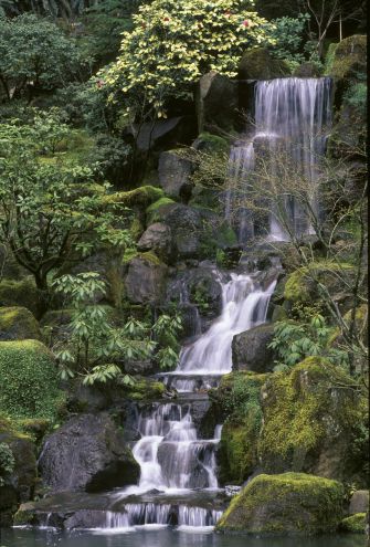 Heavenly Falls waterfall at Portland Japanese Garden