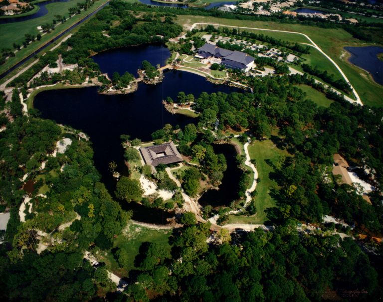 aerial view of landscape around Morikami Museum