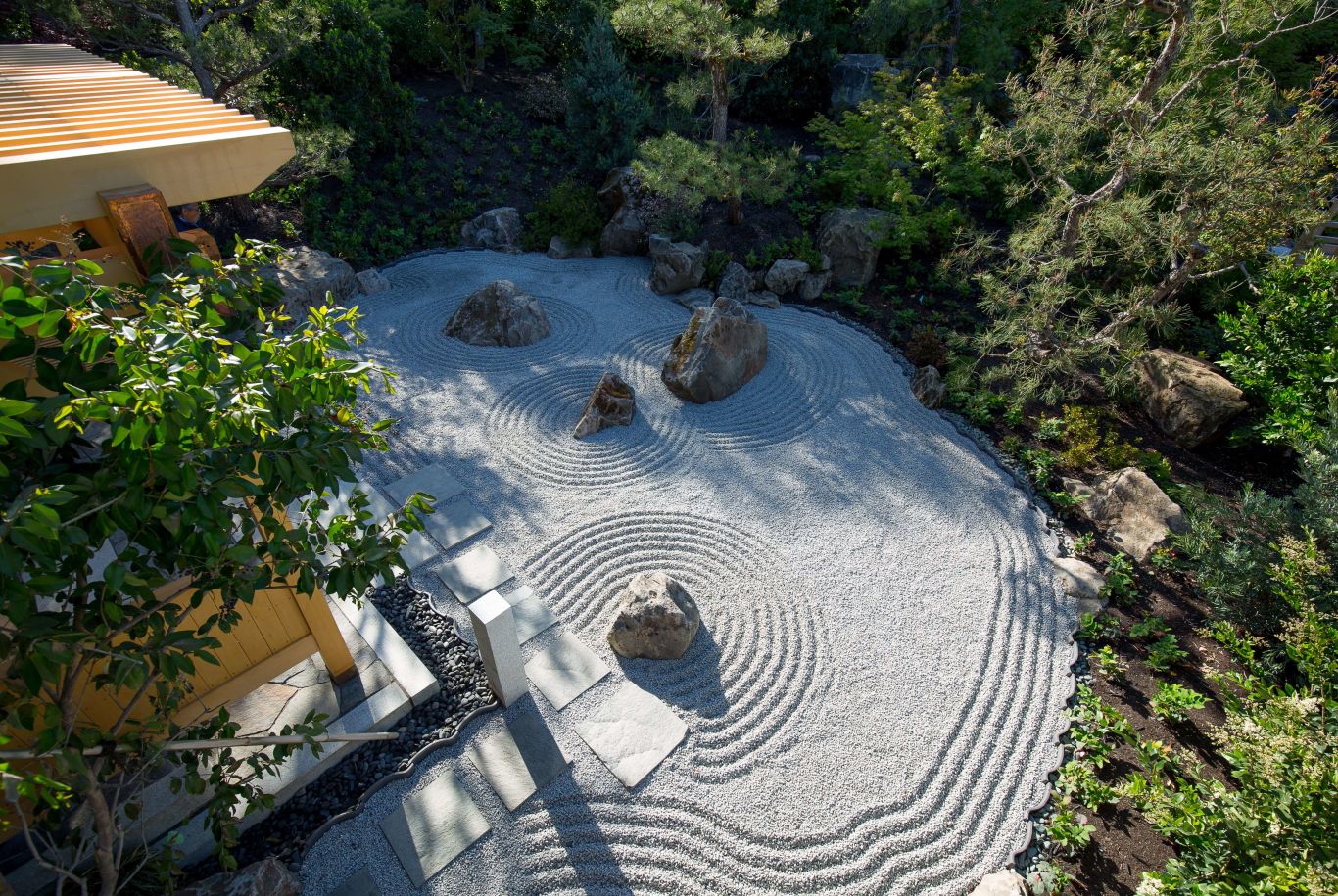 aerial view of rock garden at Los Altos residence